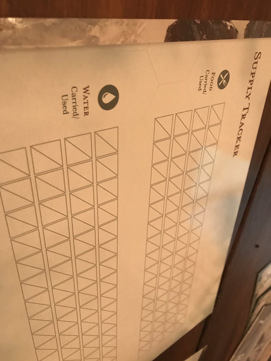 We also get 5 glossy double sided pages. Wilderness Chases, double sided hex map, Actions in Combat, Wilderness Journey rules, Supply Tracker. Some of these have the hex map on the flip side.