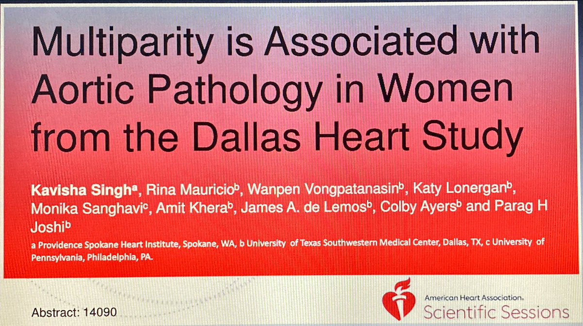 JunieWarrington's tweet photo. #AHA20 Poster abstract reports ⬆️ thoracic aortic dimensions in multiparous women. No data on hypertensive disorders of #pregnancy. #multiparity @AHAMeetings @maymay1a2 https://t.co/tHIYOXAS3T