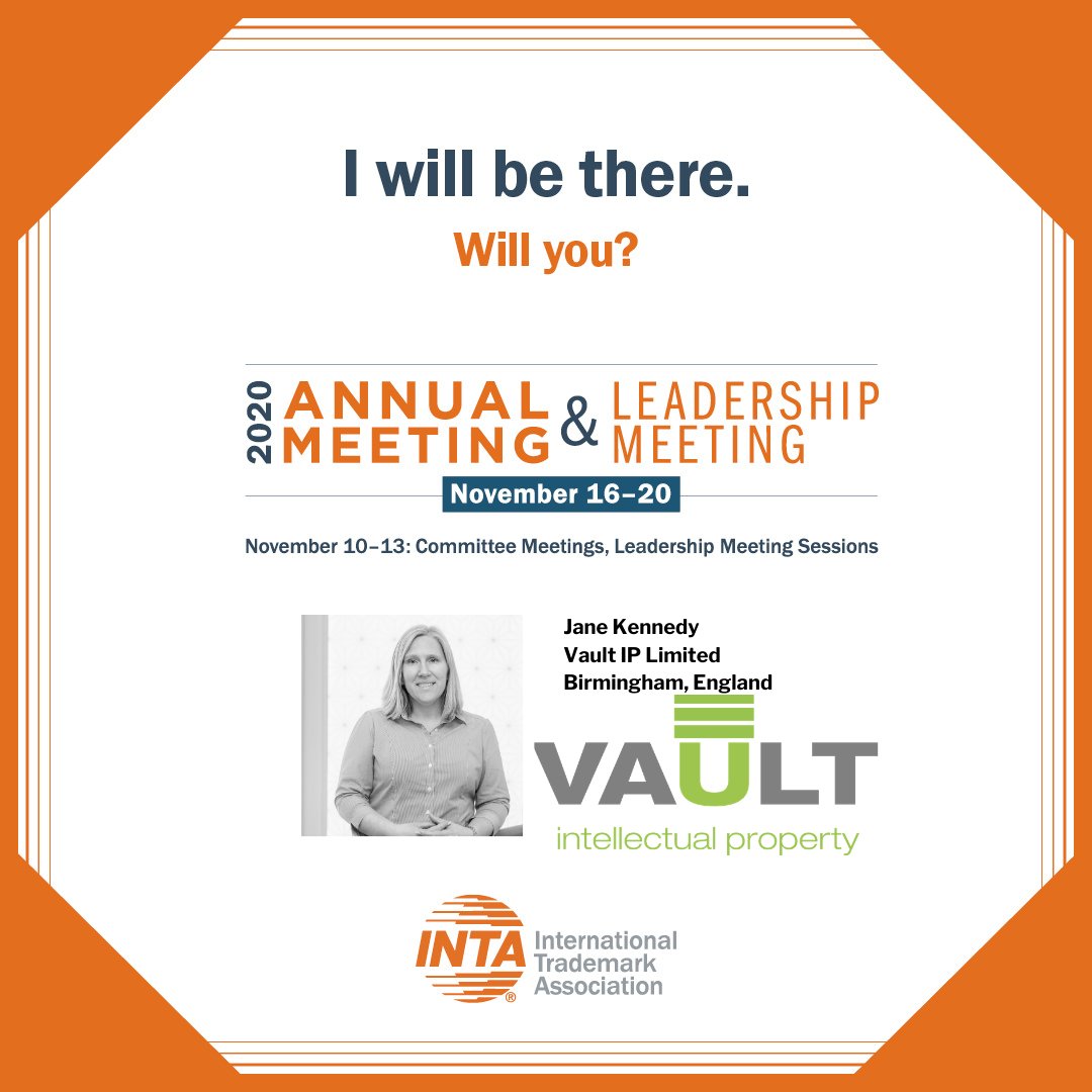 Looking forward to the <a href="/INTA/">International Trademark Association (INTA)</a> INTA2020 #trademarks annual conference this year. Get in touch with <a href="/VaultIP/">Vault IP</a> if you would like to connect.  See you there!