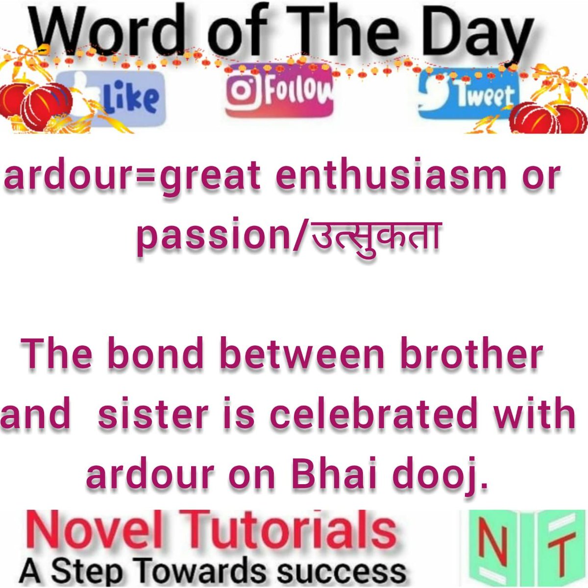 NovelTutorials's tweet image. #joylearning #wordplay #EnglishTeaching
# FunWithLanguage #education #LanguageExpert #dailylearning #knowledge #GoOnline #funfacts #BrainTonic #EasyEnglish #OneWordDaily #meanings #NewWords #synonyms #GeneralEnglish #MagicOfWords #SentenceBuilding