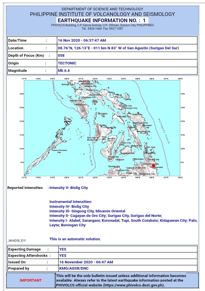 EarlLasala's tweet photo. Keep safe Caraga Region!
Keep safe San Agustin 🙏🏽🙏🏽
#EarthquakePH #Philvolcs https://t.co/x0aEcOFHnB