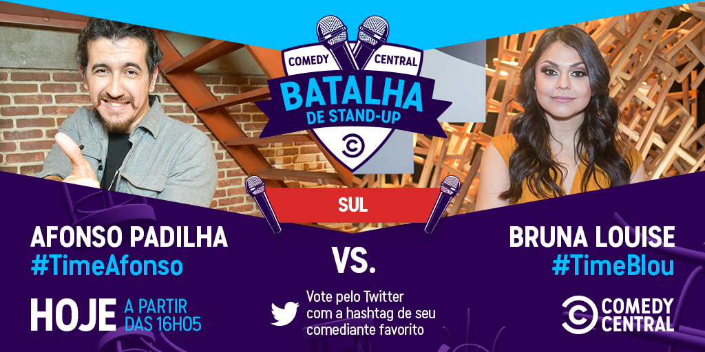 ComedyCentralBR's tweet photo. É BATALHA DE GENTE GRANDE QUE VOCÊ QUERIA? ENTÃO TOMA! Mas é pra votar COM VONTADE.🥊O #TimeAfonso e o #TimeBlou esperam o seu voto pra vencer a primeira disputa na Região Sul! MANDA MUITO TWEET SIM! https://t.co/9zytSOnVpT