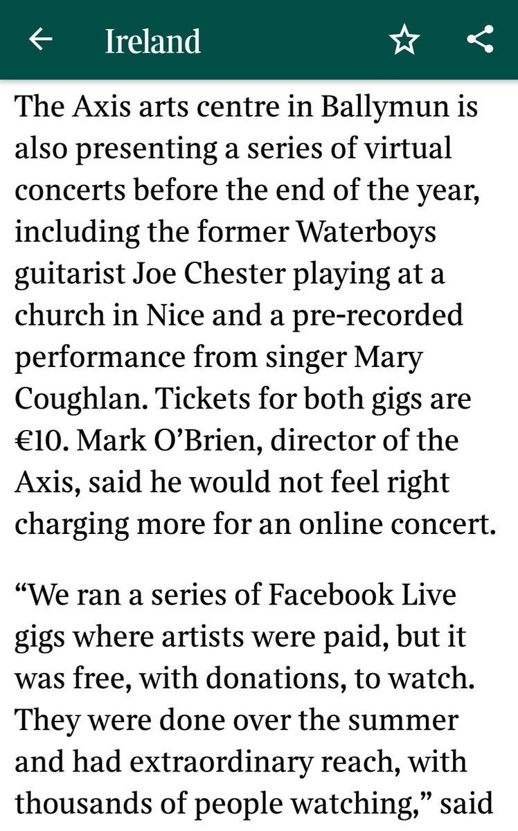 obrienmark's tweet photo. Thanks to @eithneshortall for mention of our music season #axisbootleg and our upcoming @axisBallymun gigs @MaryCoughlan4 @JoeChester_ in today's @SunTimesIreland
Book gigs here
https://t.co/u2bR25bp6W https://t.co/YnyuGKx7Yg