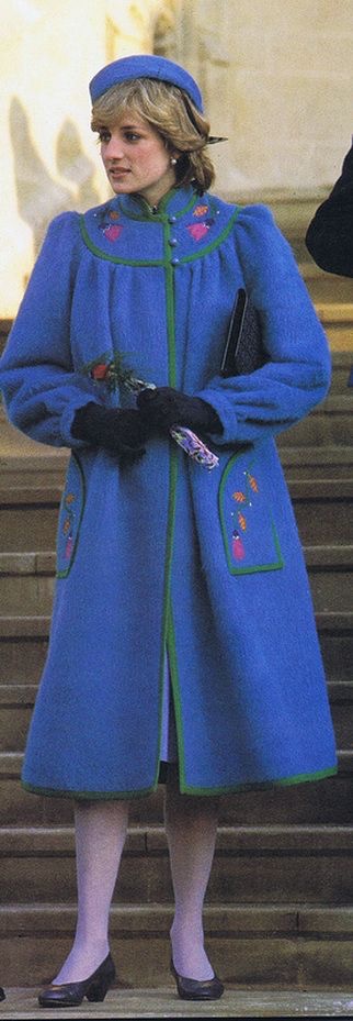 Bit of a funky coat for her... she did like this color combination... but again, early 90s, not late 80s when she was still trying to make her marriage work. But while I have you, one of my favorite coats, from Christmas 1981