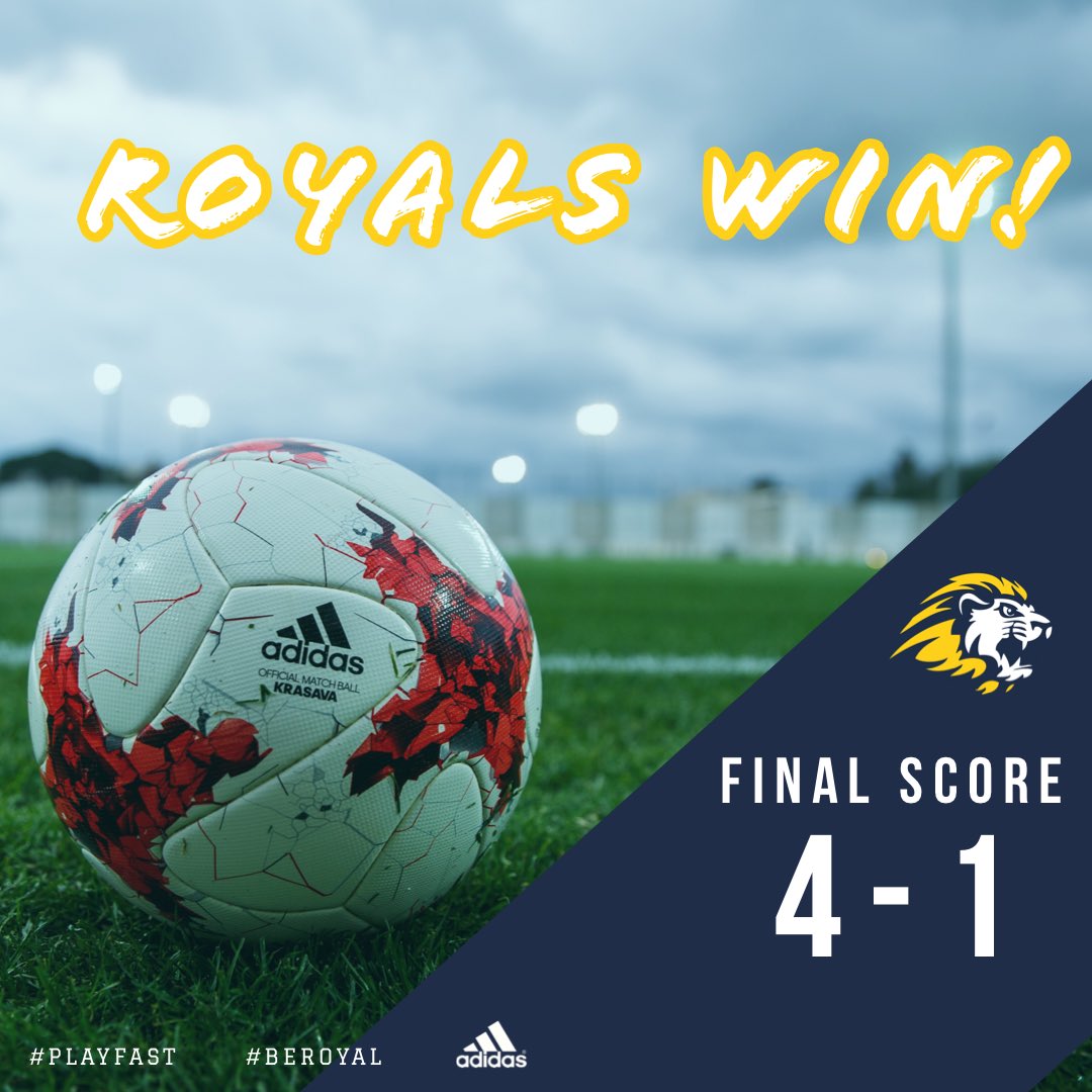 Fun, high-level game to watch as each of our four available field players scored a goal. The win tonight brings our record to 5W-0L-2D with one regular season game remaining! #beroyal #playfast