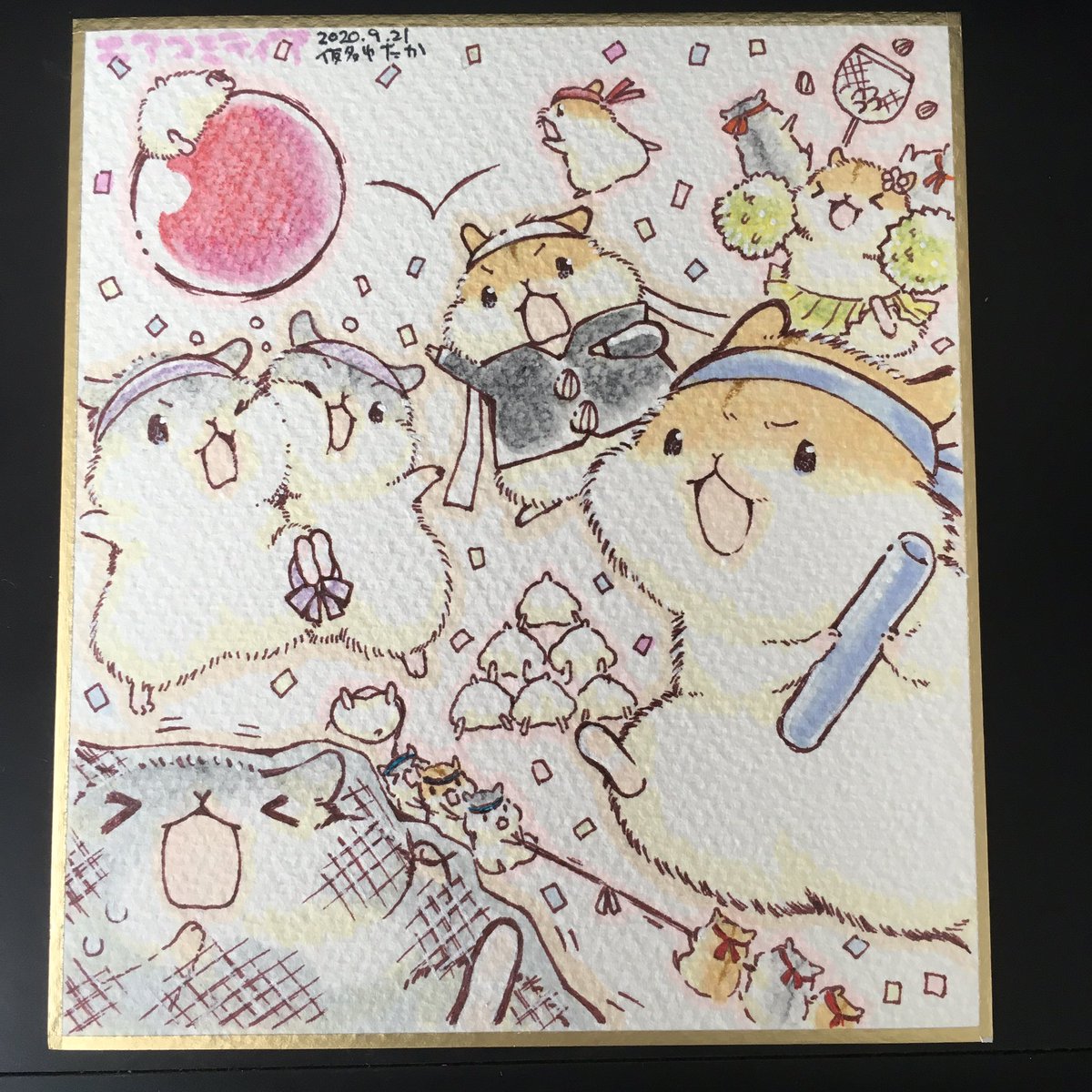 #皆さん線画と塗った後を見せてください
色紙はパステルマーカーと水彩色鉛筆 
