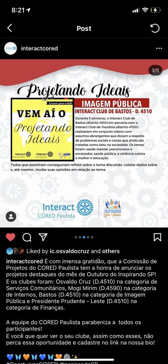 interactbastos's tweet photo. Alô, tio Paul Harris... ESTAMOS NA PÁGINA DO CORED PAULISTA!!!!

Que honra 👏🥳 https://t.co/tCX9bStsOb