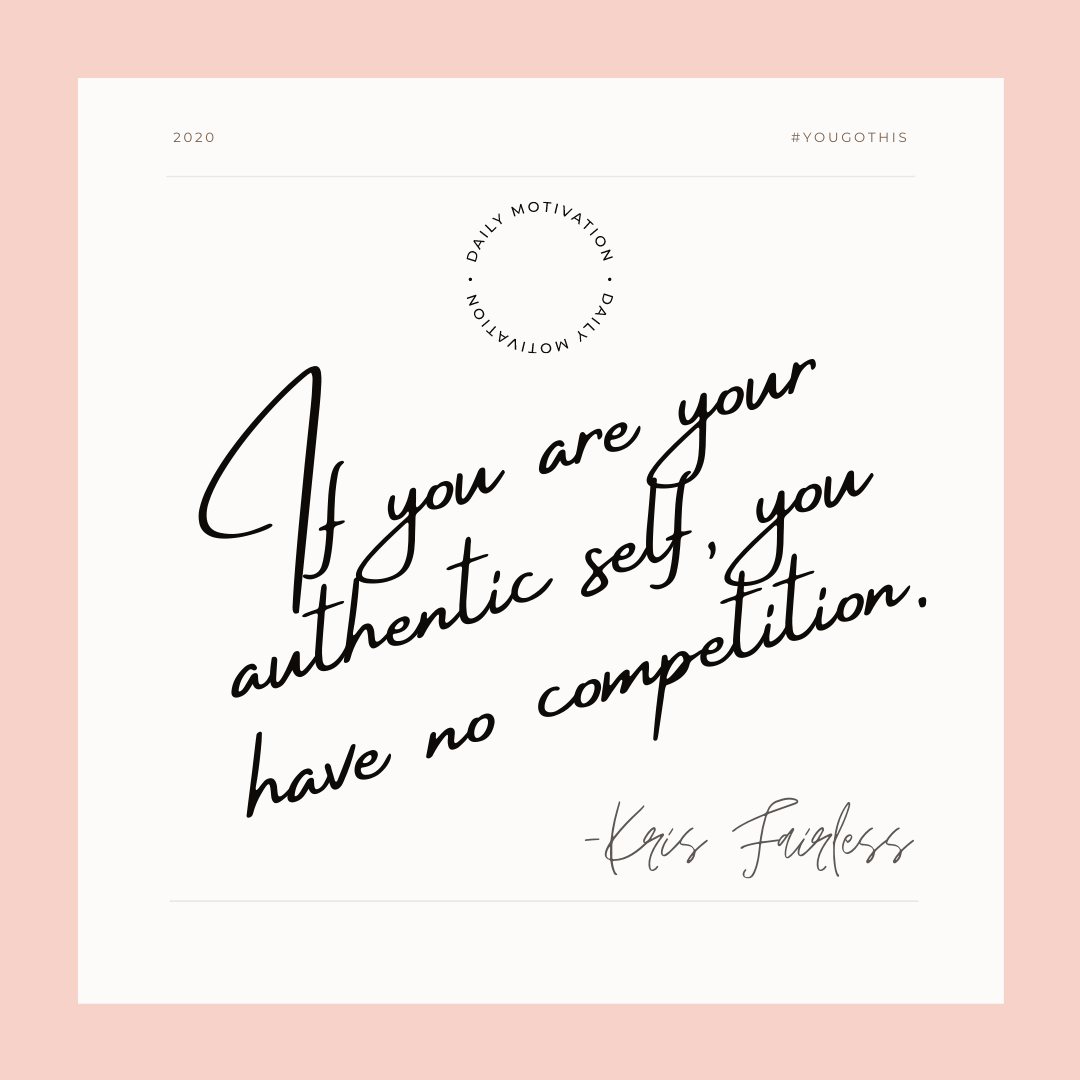 Your authentic self is who you truly are as a person, regardless of your occupation, regardless of the influence of others, it is an honest representation of you. 

To be authentic means not caring what others think about you. 

To be authentic is to be true to yourself through y