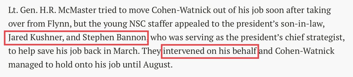 Anyway, despite passionate opposition, Ezra managed to stick around.Who saved him from being fired?STEVE BANNON and JARED KUSHNER