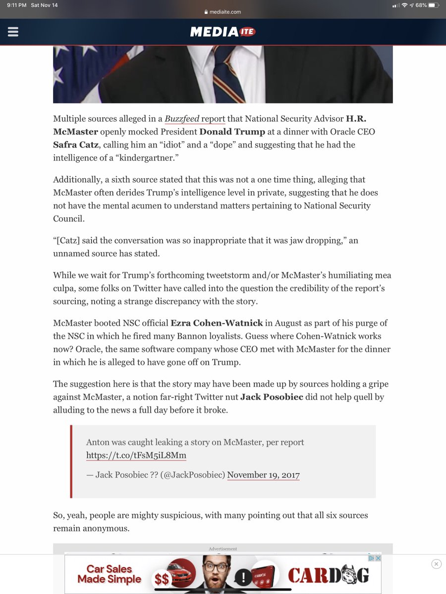 Couple months later, Jack Posobiec ran an op against McMaster, the guy who fired ECW after six months of trying: https://www.mediaite.com/trump/twitter-smells-something-fishy-about-that-mcmaster-trump-idiot-story/