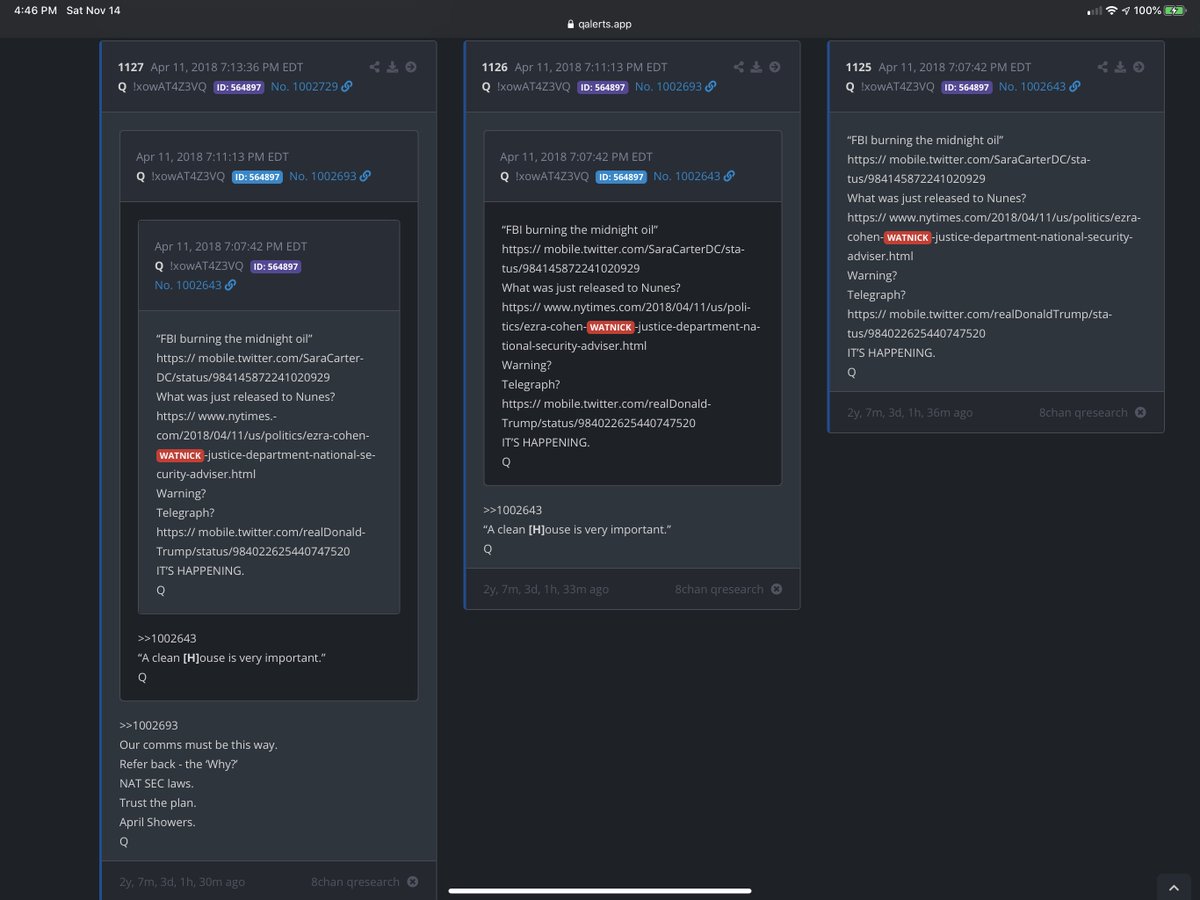 What did Q think of all this?4/11/18 “IT’S HAPPENING” 