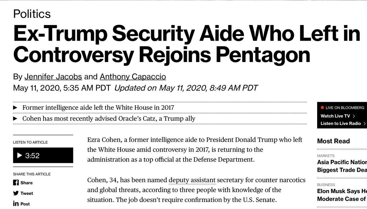 After a year and half or so of zero information about ECW’s activities, or any sign of life for that matter, he suddenly pops up here. Note his previous position in charge of human trafficking and money laundering at DoD. 