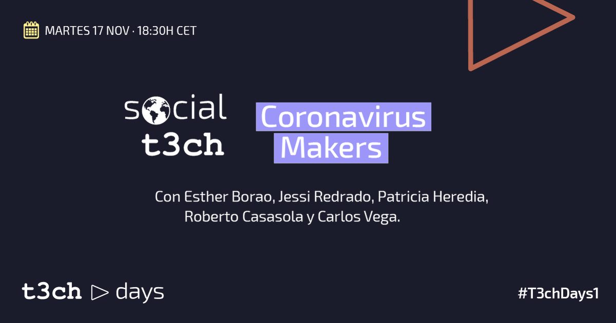 T3chFest's tweet photo. ¡Tenemos una sorpresa! 🎁 En #T3chDays1 habrá una sección donde contaremos proyectos sociales y tecnológicos interesantes.

🌎 Escucharemos a la persona que creó el grupo de Telegram de Coronavirus Makers en España y a varios coordinadores regionales.

https://t.co/Tos3yqE3wQ https://t.co/7pVydwXwJF