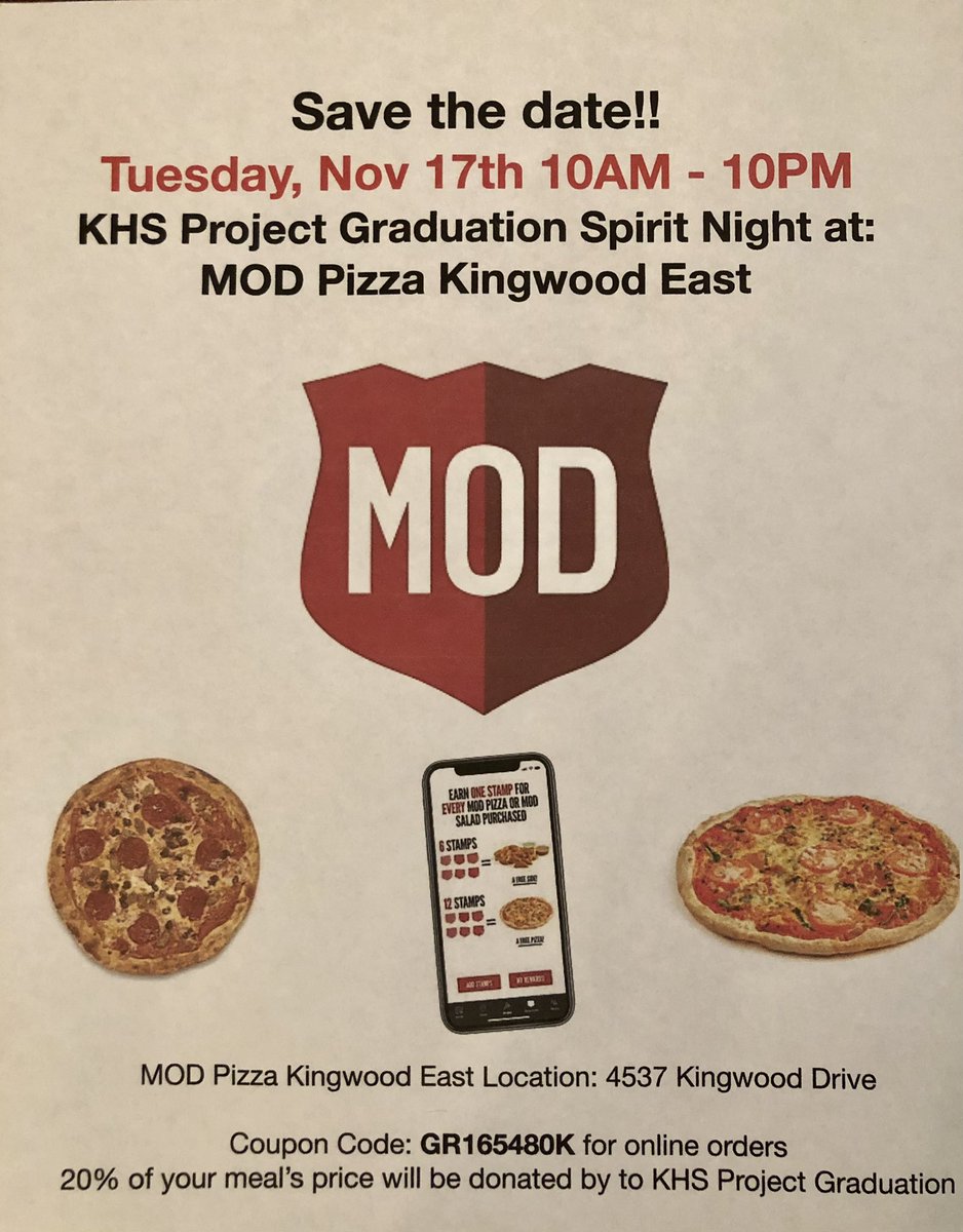 khs_projectgrad's tweet photo. @HumbleISD_KHS  Tuesday night sounds like a great night for pizza!  Please support the Class of 2021 and mention Project Graduation when ordering. https://t.co/GExiCRT1jY