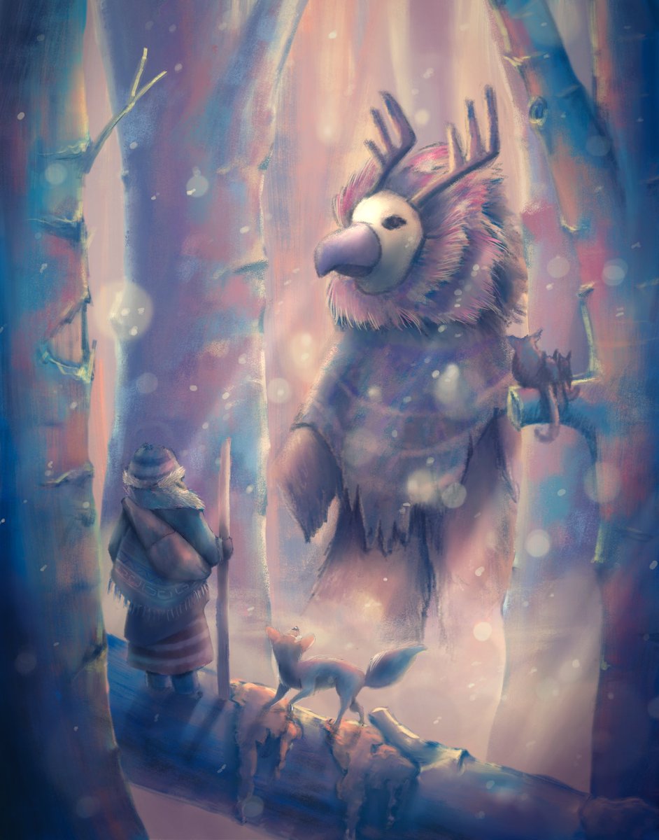 aokstudios's tweet photo. Itโs been snowing here today. Got time to play with color. #snow #forest #fantasy #Vixer #winter #wintertime #digitalart #fox #colorful #aokstudios https://t.co/uhA1FA0bqh