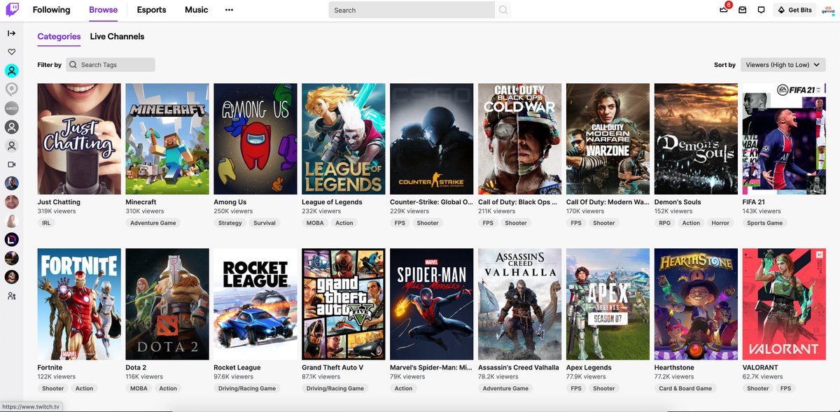 8/ Take a look at various screenshots of Twitch’s top streams over the course of console launch week. The top titles mostly look like the rest of 2020, and even the new titles may not necessarily be played on a next gen console.