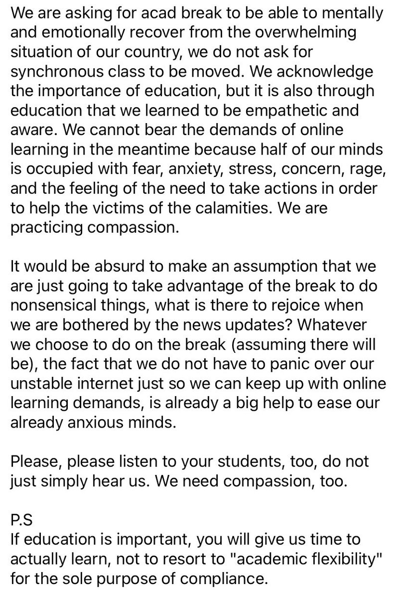 shellypilarco's tweet photo. I just needed to repost this here. 

Credits to the owner of the post itself! 

#CEUGalaw 
#WeSeeYouCEU 
#AcadBreakNowCEU
#AcademicBreakNowCEU
#DoBetterCEU https://t.co/NmkE7tM2WT