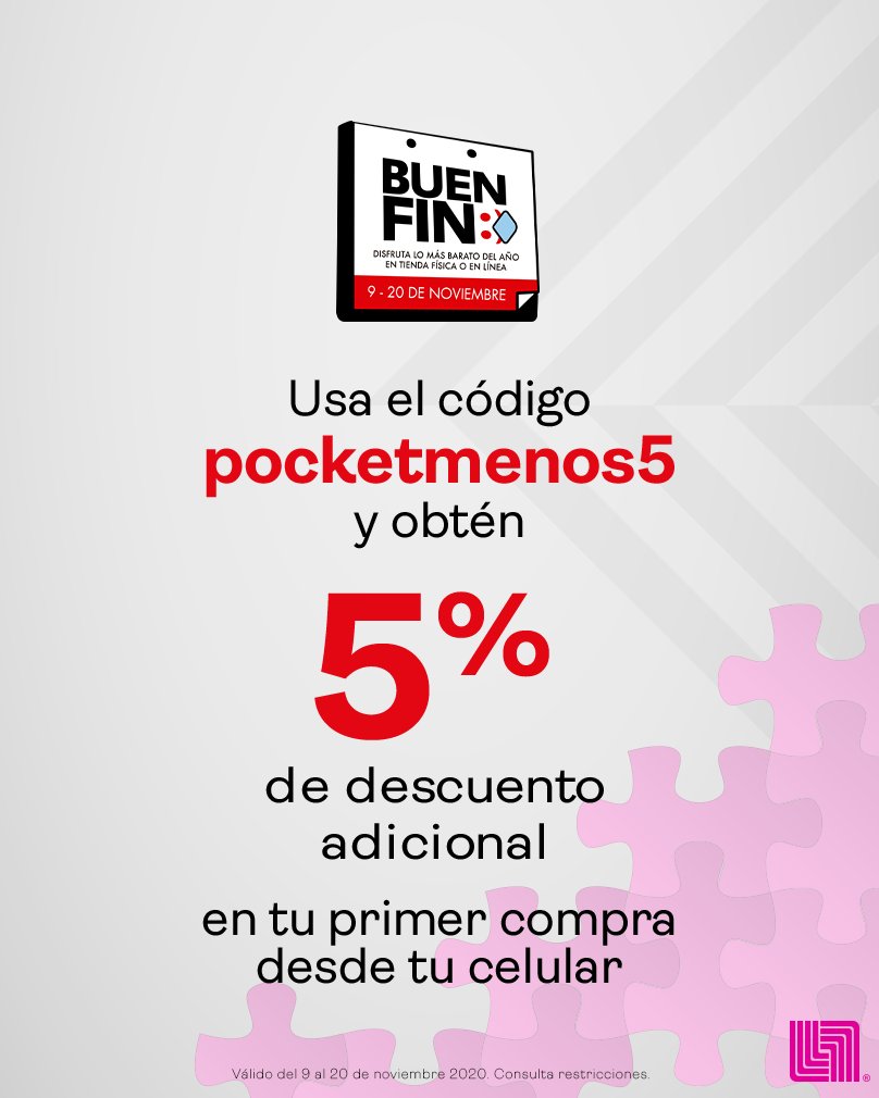 liverpoolmexico's tweet photo. Descarga Liverpool Pocket usa el código de descuento y obtén 5% adicional.  https://t.co/bZGHSFFsZA https://t.co/qewWGd7cCL
