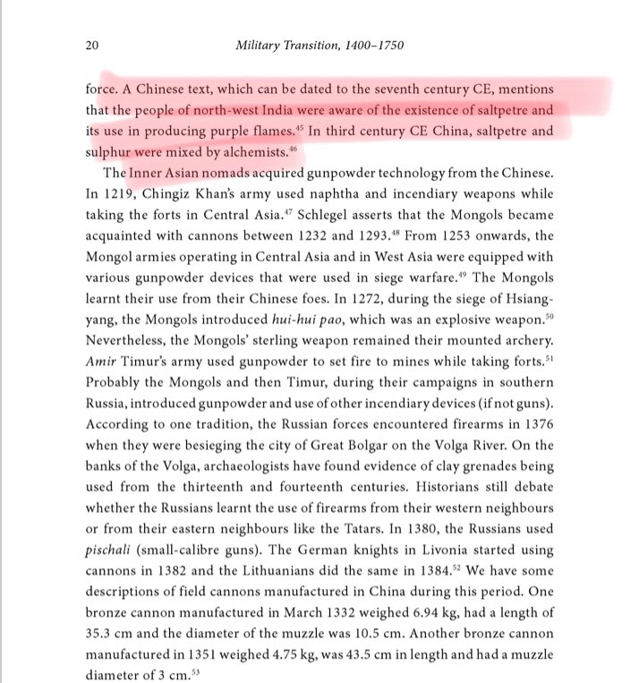 9/n Arthashastra too talks of Saltpetre as “Agnichurna“, & it’s usages. Chinese texts dating back to 7th century too acknowledge that Indians were aware of Saltpetre and its usage for producing purple flames implying that it might be used for celebrations too apart from military.