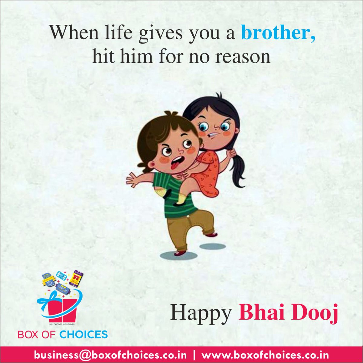 BoxofChoices's tweet photo. May this bhaidooj strengthen our bond more than ever &amp; bring joy and prosperity!!🤗👫
Happy Bhai Dooj !!👫💐🤗🙏
.
.
.
.
.
#Bhaidooj #BrotherSisterLove #Bhaiyadooj #GiftCardsForSiblings #SiblingLove #Giftcards #Celebration #Festival
#BoxOfChoices https://t.co/8DplKCydUG