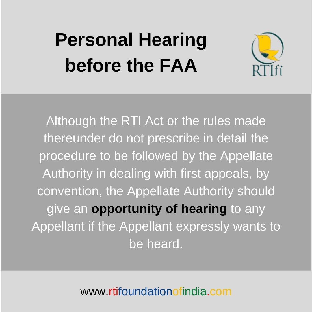 rtifoundationof's tweet image. Whenever any request for personal hearing is made before the First Appellate Authority, is the FAA obliged to grant a hearing? 
Link: ow.ly/6dE850ClblM
#RTIRules
#ServiceBook
#RTIApplication
#RTIFoundation
#CIC
#PersonalHearing
#AppellateAuthority
#FAA
#RTIAct