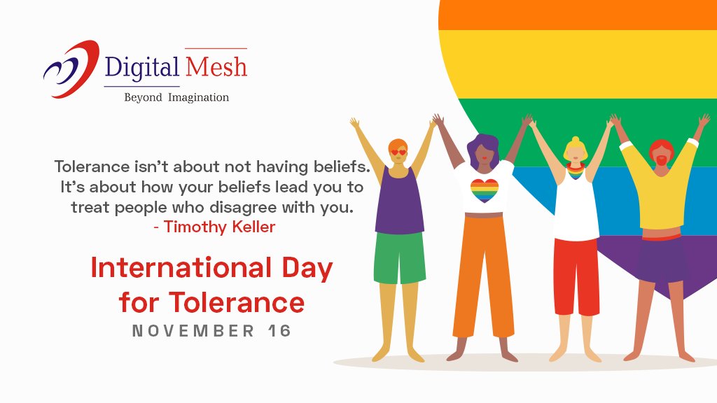 DigitalMesh1999's tweet photo. Tolerance isn't about not having beliefs. It's about how your beliefs lead you to treat people who disagree with you. ― Timothy Keller⠀
Happy International Day for #Tolerance!⠀
#ToleranceDay #internationaldayoftolerance #DigitalMesh #dotnet #php #ios #Android #erp https://t.co/KFDwQBY981