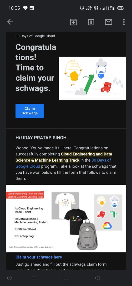 iamcoderu's tweet image. Just recieved 😁😁 
#30DaysOfGoogleCloud