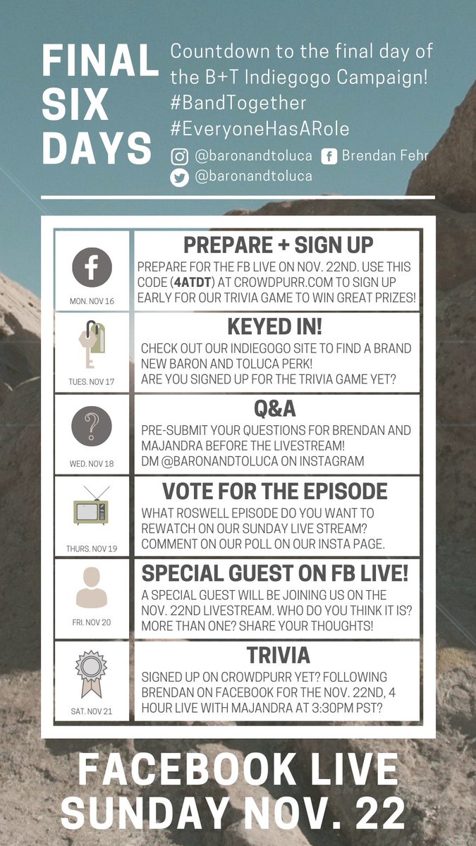 unrealfehr's tweet photo. The @BaronAndToluca Indiegogo campaign may be winding down but we still got the pedal to the metal!
Don’t miss out on our Nov. 22nd Facebook livestream. We got tons planned. Check out the details below. https://t.co/WAiigImwPl