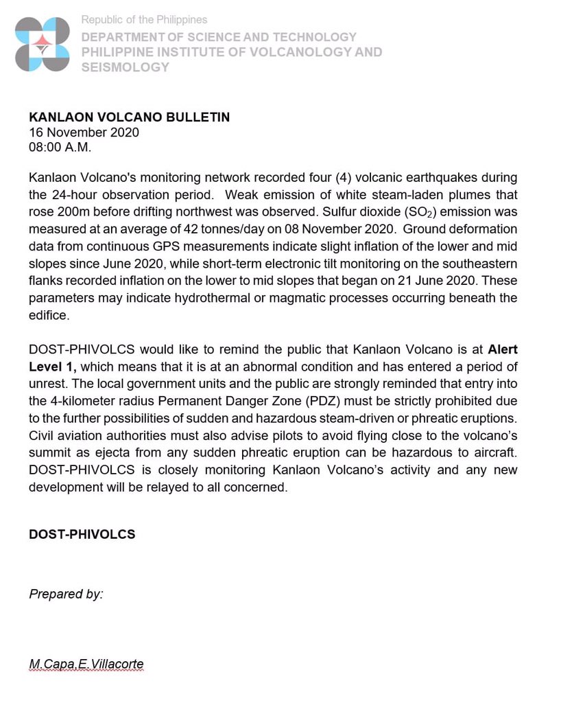 akosiyngel's tweet photo. A 6.4m earthquake in Mindanao, then PHIVOLCS issued bulletins of three volcanoes of th PH having volcanic earthquakes &amp; are all currently under Alert No. 1 (Taal, Mayon and Kanlaon).

God, forgive us all sinners and spare us all from whatever is yet to come 🙏
#EarthquakePH ctto https://t.co/TXBFfEeOCk