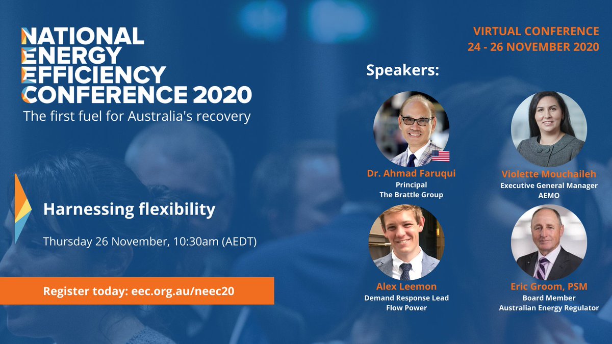 EECouncil's tweet photo. In new #NEM rules from October 2021, customers can sell electricity they avoid using into the wholesale market. Hear about harnessing the flexibility of #demandmanagement from outstanding global and Australian experts, on 26 Nov.
Learn more & register: https://t.co/I7ESUVEvmB https://t.co/NgZmFV2MMa