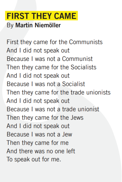 RebelACole's tweet image. First they came for Thanksgiving.
And I did not speak out.
Because I was not a fan of Thanksgiving.
Then they came for Christmas.
And I did not speak out.
Because I was not a fan of Christmas.
Then they came for New Year's Eve.
And I did not speak out...
amnesty.org.uk/files/2019-01/…