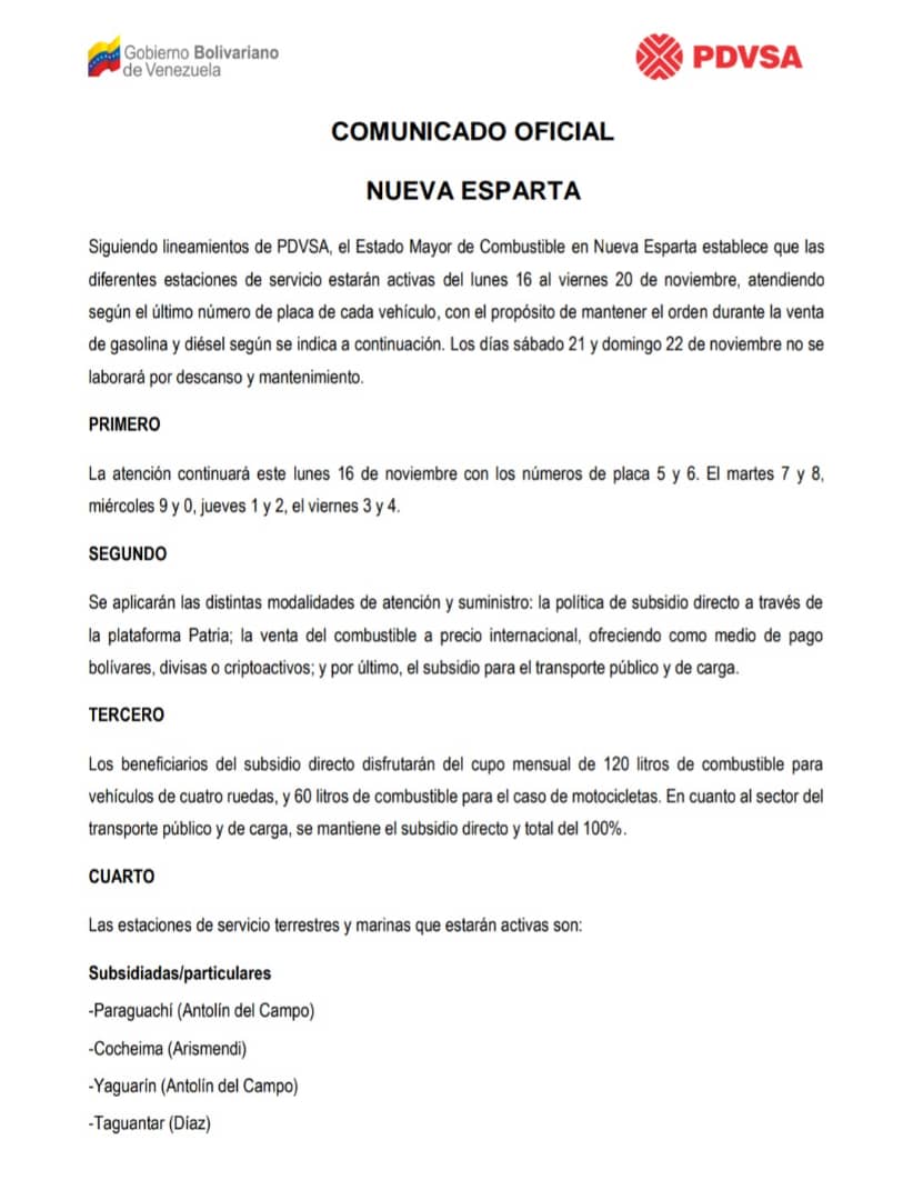 BajoLaLupaInfo's tweet photo. #Ahora Desde mañana lunes #16Nov se continúa la distribución de gasolina y diesel, con las placas 5 y 6. Nuevamente, la venta será hasta este viernes #20Nov https://t.co/egJFlcnxDu