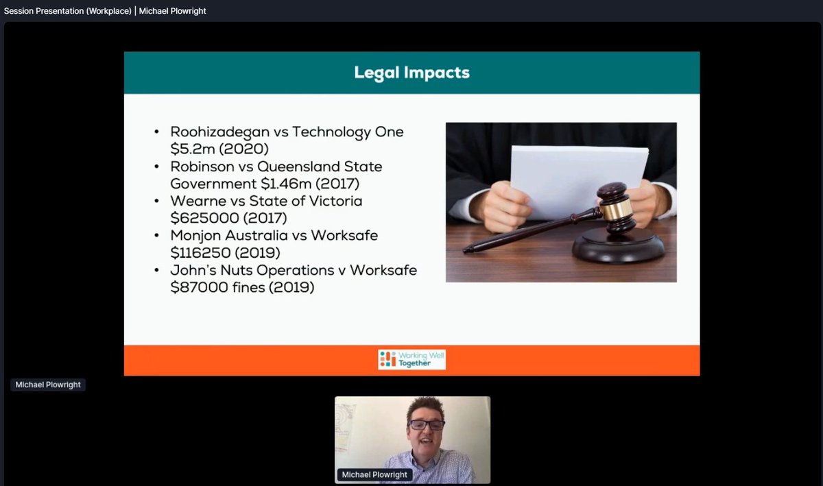 Bullying_Aust's tweet photo. The financial impact of workplace bullying by Michael Plowright. 

#NMH2020 https://t.co/TAruPaYiQ0