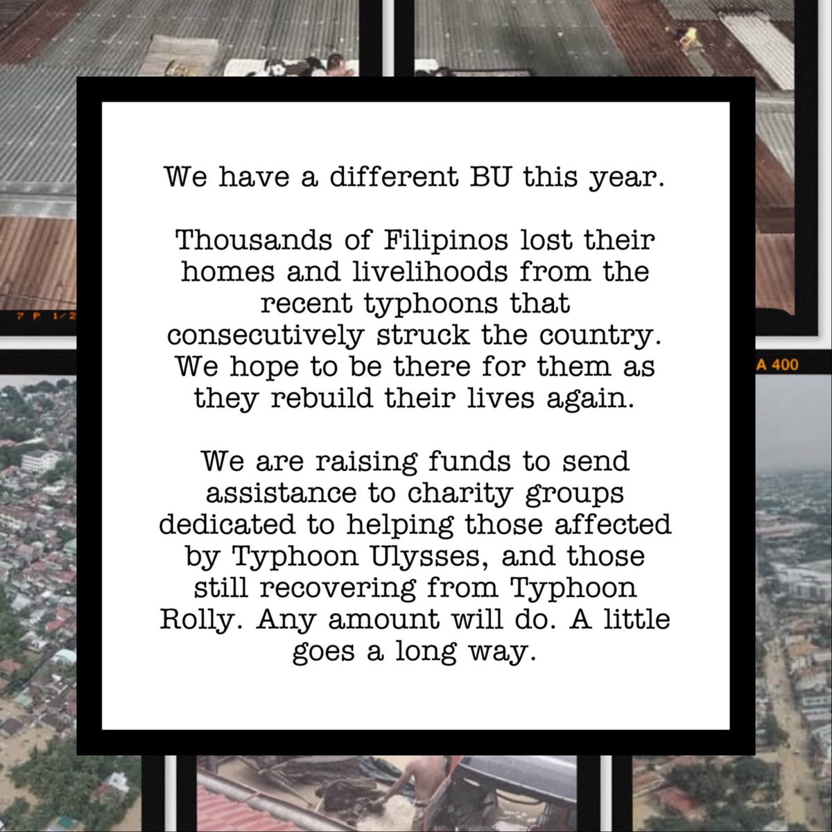 bloggers_united's tweet photo. We are raising funds to donate to communities affected by the recent typhoons (Rolly and Ulysses). We will also have an online bazaar soon with participating b/vloggers from Bloggers United, proceeds will go to this cause. Thank you! More here: >> https://t.co/UjslO4Dmw8 https://t.co/IwBF2IQ2Wp