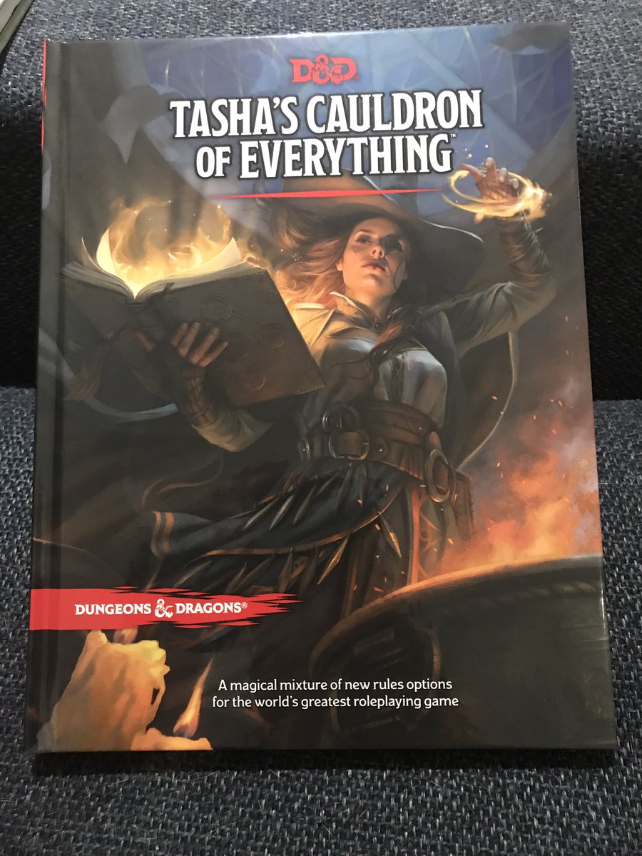 Alright... Let’s do a twitter flip through of Tasha’s Cauldron of Everything, the latest  #dnd 5e release from  @Wizards_DnD, who kindly provided me with a review copy of the book. As always, this is afirst impressions” look at the book. I have not opened it yet.