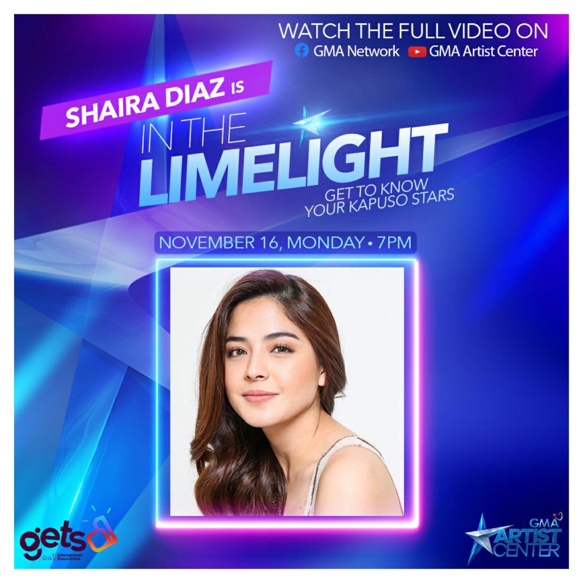 Sparkle_GMA's tweet photo. Get to know #Lolong star #ShairaDiaz in #InTheLimelight, our series where you can get to know your favorite Kapuso stars. Tune in tonight at 7PM on GMA Network's Facebook and GMA Artist Center's YouTube! ✨  #ShairaDiazIsInTheLimelight https://t.co/0EkY4PgmWb