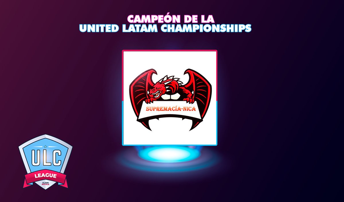 ABRAN PASO!!!!
EL GRAN CAMPEÓN INDISCUTIBLE DE LA PRIMERA EDICIÓN DE LA UNITED LATAM CHAMPIONSHIP!!!
Superando todas las etapas del torneo y cerrando la final de forma definitiva!!! <a href="/NicaSupremacia/">SUPREMACIA-NICA</a> 
Felicitaciones de parte del staff de la ULC.
#clashroyale #ULC #supercell #latam