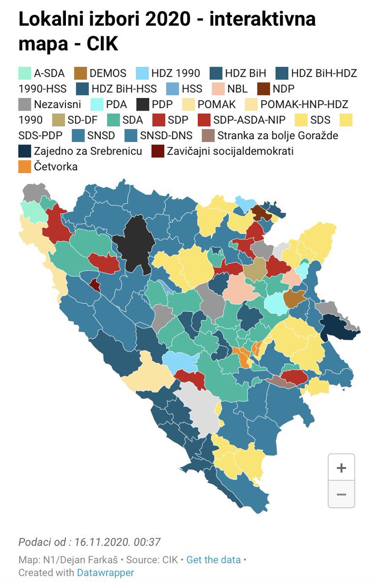 So, let me try to offer some preliminary analysis on the basis of these preliminary results from Bosnia and Herzegovina’s municipal elxns, and also provide some basic info for those unfamiliar w/ arguably the most complex constitutional regime in the world. 