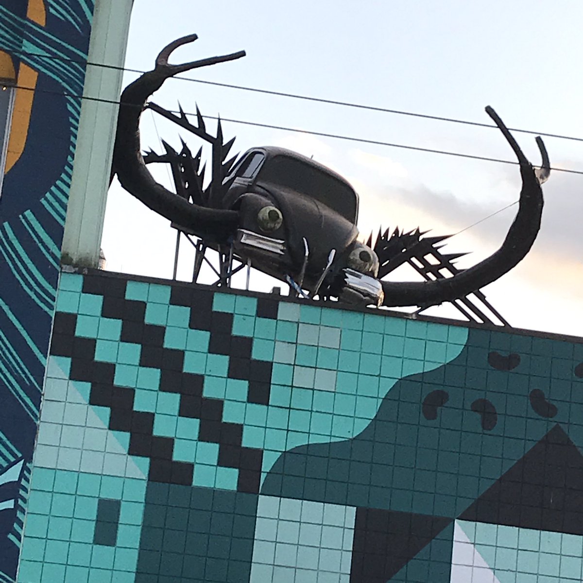 Pozervision's tweet photo. East Van Bug #eastvan #eastside #culturecrawl #Volkswagen #beetle #art #sculpture #vw #artwork #deathfromabove #killerbug https://t.co/m91aCKeFgP