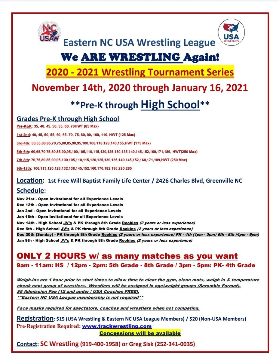 pgvTitans's tweet photo. Week 2 of We ARE WRESTLING Again Tournament Series is this Saturday, Nov 21st; Open to all experience &amp; age levels (HS to Pre-K).
Week 1 was a great success w/safe,  quality &amp; quantity matches. https://t.co/Uqf4sCfeeh