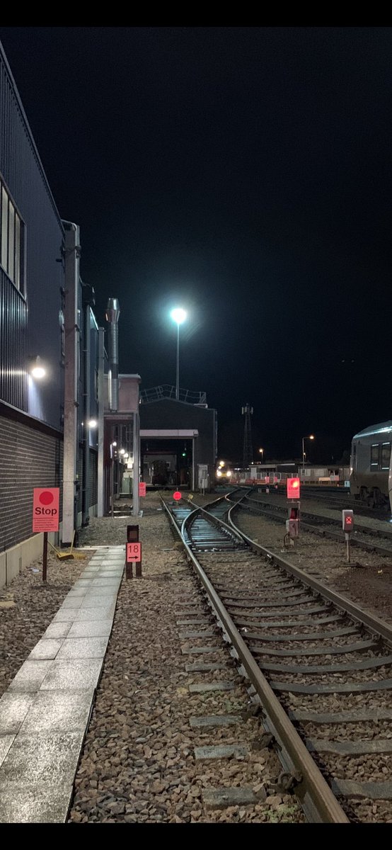 Driving around a depot is completely different to driving on the mainline. There are so many hazards in such a tight space. In this depot there are over 65 signals and stop boards. Driving Norwich to Lowestoft (20 miles) you pass just 17 signals.  #NightShift