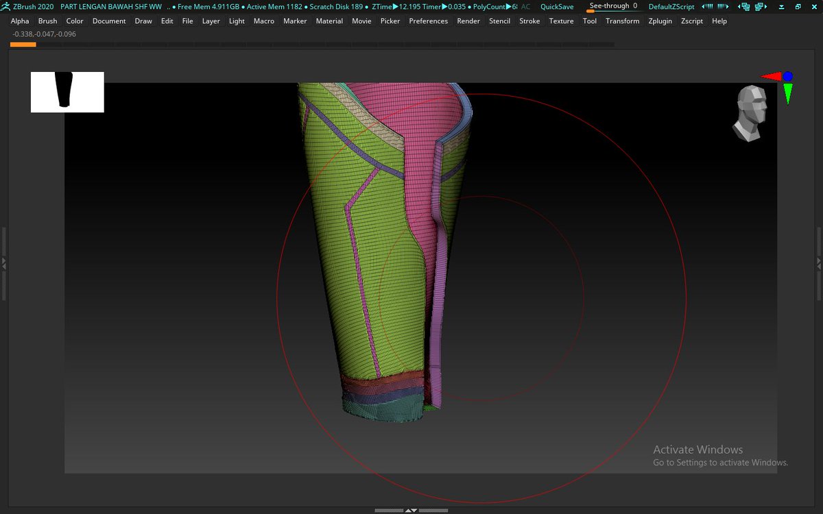 BenjaminWidjaja's tweet photo. @pixologic #AskZbrush hi,I'm trying to make some bracelet armor, I used extract,make new PG, Polish by Feature, but then when I look closely, I got some holes that were created by using Polish in Deformation https://t.co/a7OjGuCvkt
