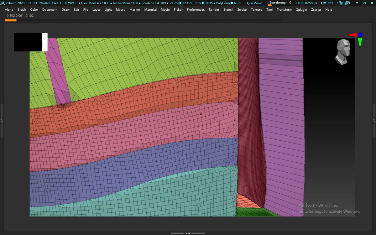 BenjaminWidjaja's tweet photo. @pixologic #AskZbrush hi,I'm trying to make some bracelet armor, I used extract,make new PG, Polish by Feature, but then when I look closely, I got some holes that were created by using Polish in Deformation https://t.co/a7OjGuCvkt