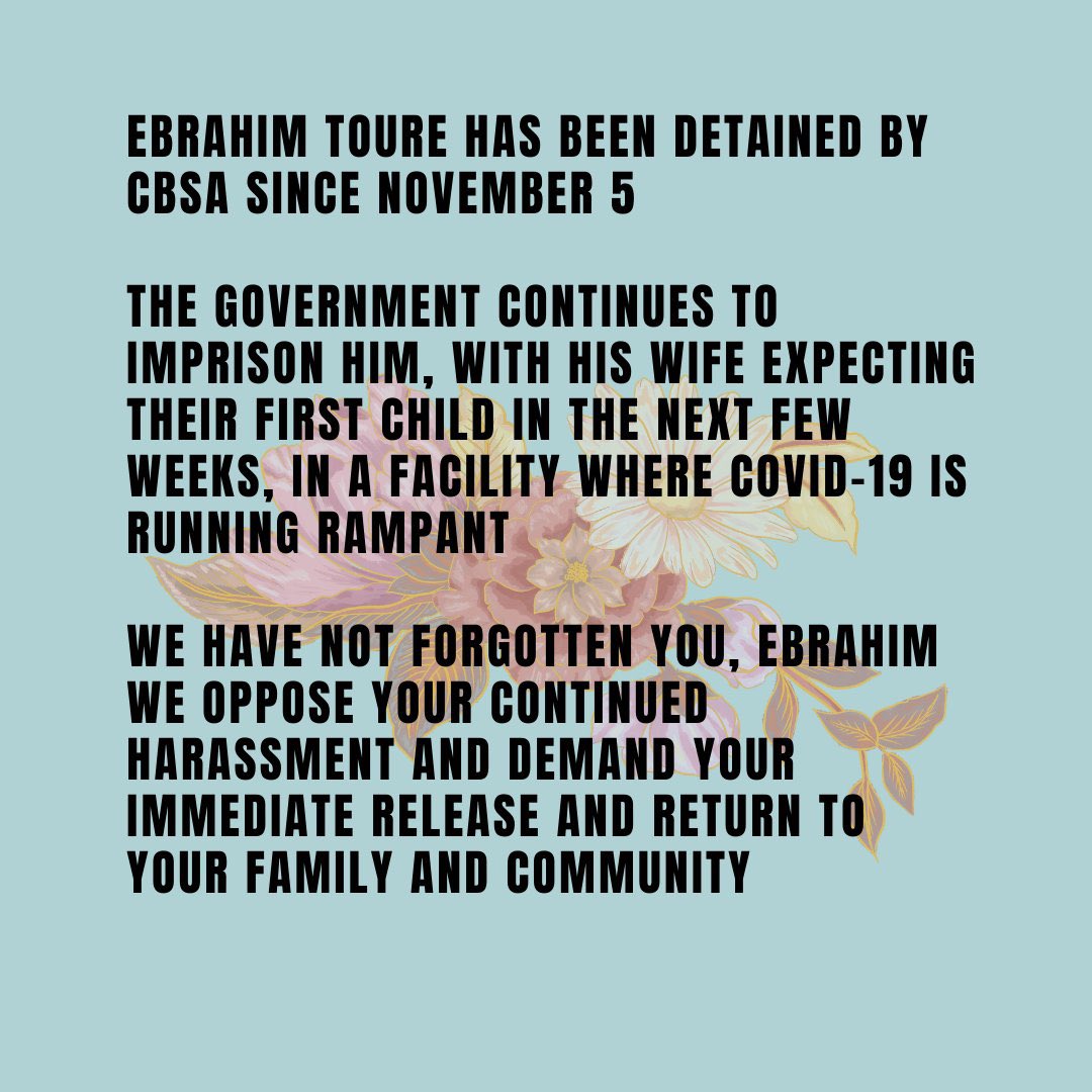 Share & r/t: Join Nov 16, 2pm at 345 Rexdale Road to caravan to TIHC for #EbrahimToure - If you can't join, call @BillBlair at 416-261-8613 / Bill.Blair@parl.gc.ca and DEMAND Ebrahim's immediate release and justice for all detained migrants