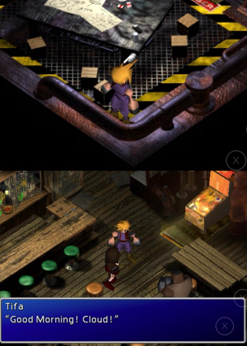 In OG, Cloud crashes at the Hideout, downstairs of Seventh Heaven. In FF7R, Tifa gets Marle to give him his own room, rent free. GET YOU A GIRL LIKE TIFA BAE OMG 