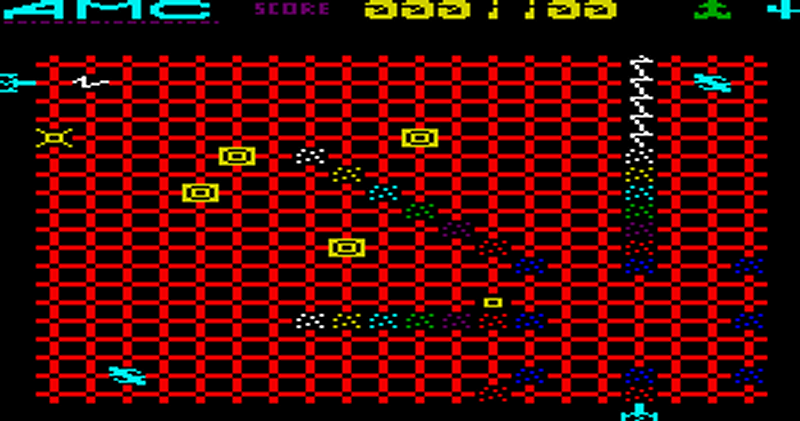 Great library with a solid port of one of my favorite arcade games: Omega Race. But the winner is Jeff Minter's Attack of the Mutant Camels (Matrix: Gridrunner 2), a shooter 100x more awesome than its name. Weirdly, it's one of 2 games by Minter named Attack of the Mutant Camels.