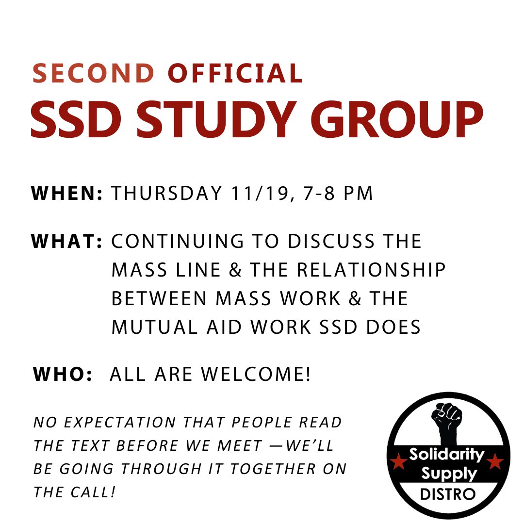 BostonDistro's tweet photo. Last week’s study group went so well and we had so much to talk about that we’re continuing the conversation THIS THURSDAY 11/19 @ 7pm for our SECOND SSD STUDY GROUP 📖📚
Sign up here or DM us if you’d like to attend: https://t.co/W90YNUpRbQ
#bostonstudygroup #leftistbookclub https://t.co/o6oUumI467