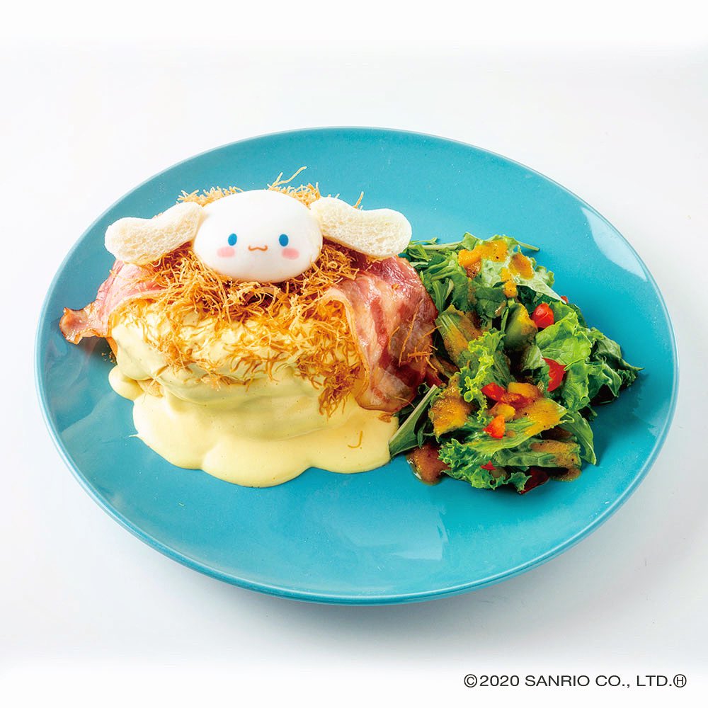 Egg Spuma No Twitter Egg Spumaで人気のスフレパンケーキにベーコンとオランデーズソースがたっぷりかかった シナモロールの エッグベネディクト シナモロールのお顔はとろーり半熟のポーチドエッグになっています Eggandspuma サンリオ コラボカフェ