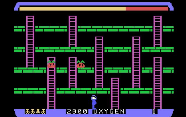 For my money, the best Colecovision game is Space Panic, an arcade port that's way more fun than the original version. The port's pacing, control, & widescreen aspect ratio improve what's an otherwise middling arcade platformer. It's pretty much a slower, timed Lode Runner.