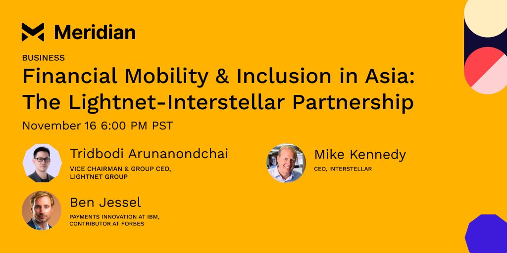 Lightnet (@lightnetgroup) on Twitter photo Looking forward to #Meridian2020 with <a href="/StellarOrg/">Stellar</a>!
Join Lightnet Vice Chairman & Group CEO Tridbodi Arunanondchai, <a href="/go_interstellar/">Interstellar</a>‘ CEO <a href="/MikeKennedySF/">Mike Kennedy</a> and <a href="/IBM/">IBM</a>'s <a href="/BenJessel/">Ben Jessel</a> on November 16 6:00 PM PST! Looking forward to #Meridian2020 with <a href="/StellarOrg/">Stellar</a>!
Join Lightnet Vice Chairman & Group CEO Tridbodi Arunanondchai, <a href="/go_interstellar/">Interstellar</a>‘ CEO <a href="/MikeKennedySF/">Mike Kennedy</a> and <a href="/IBM/">IBM</a>'s <a href="/BenJessel/">Ben Jessel</a> on November 16 6:00 PM PST!